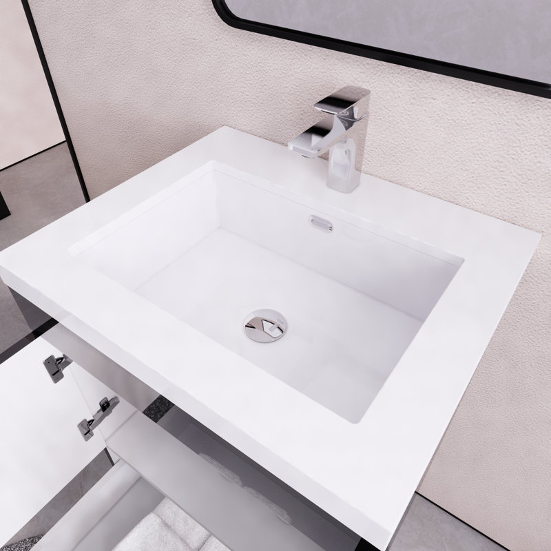 Spring 24" Single Bathroom Vanity, Glossy Black