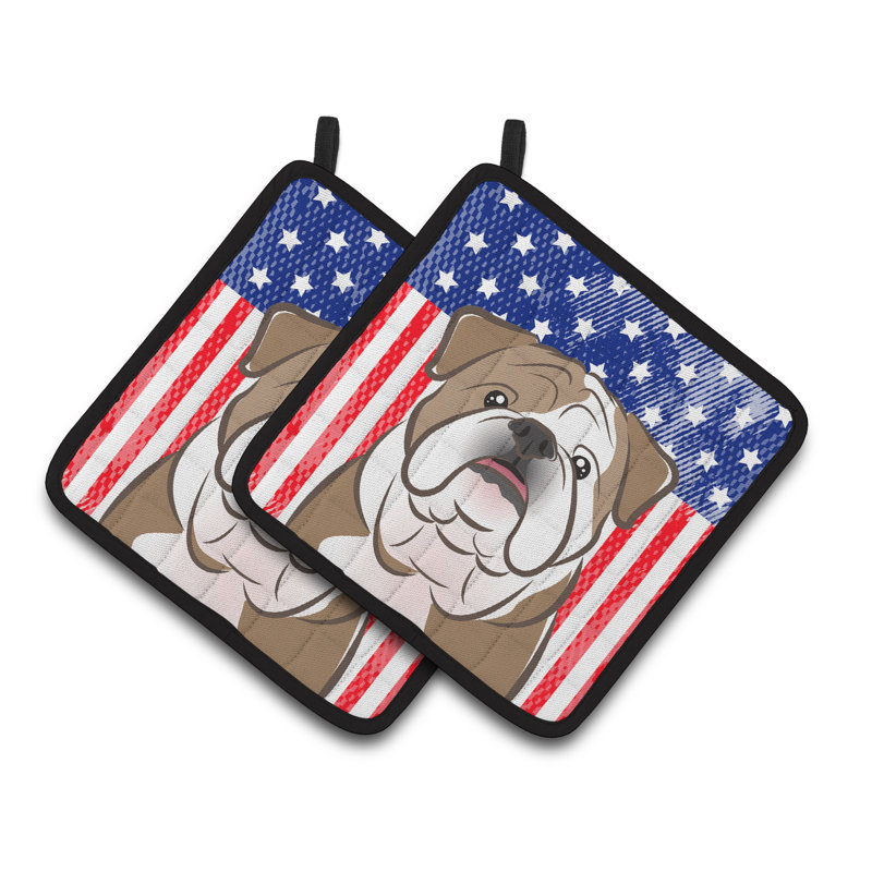 Cuisinier poignée bouledogue caroline trésors American Flag, Brun