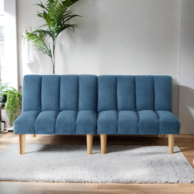 Causeuse sans accoudoirs conforme à la norme CAL117 de 65,74 po Zarnish, Velours côtelé bleu