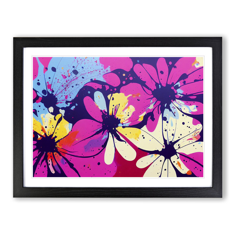 Unbelievable Flower Splash Abstract - Framed Print, Black, 46cm H x 64cm W x 2cm D