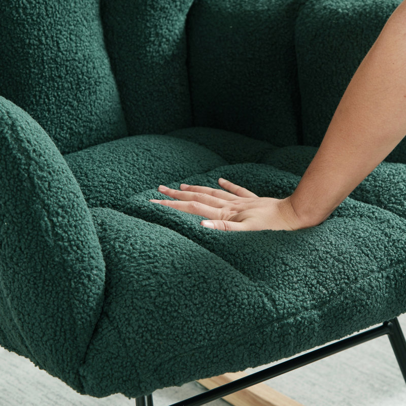 Chaise berçante berçante avec tissu rembourré - Stable pour 300 lb, salon doux au toucher en tissu d'ameublement, charge en lb