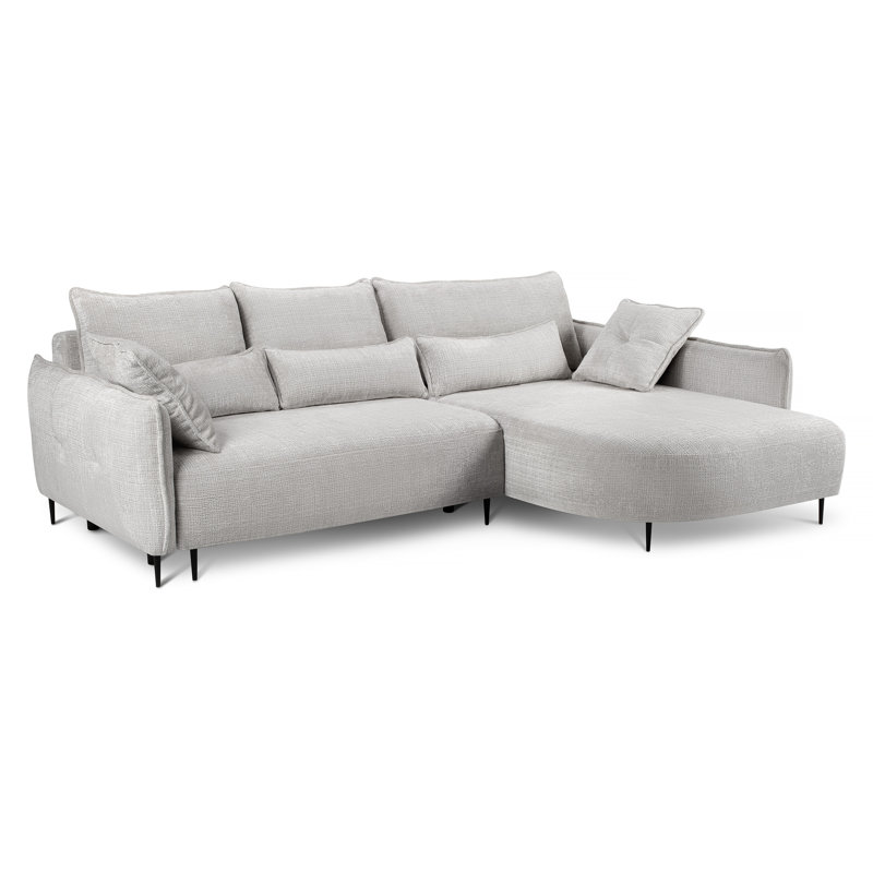 Bairo 3 Seater Fabric Reclining Sofa & Chaise, Light Grey, Right Hand Facing