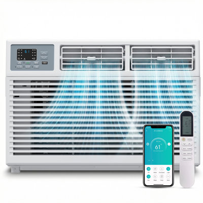 Simzlife 10,000 (Doe) Btu Window Air Conditioner Cools 450 Sq. Ft. In White, 4-Cooling Modes, Remote Control