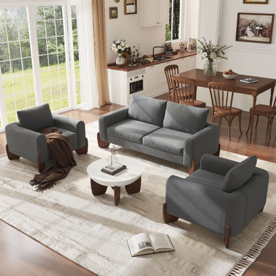 Canapés modulaires et confortables, ensemble moderne en bois 3 pièces Boucle