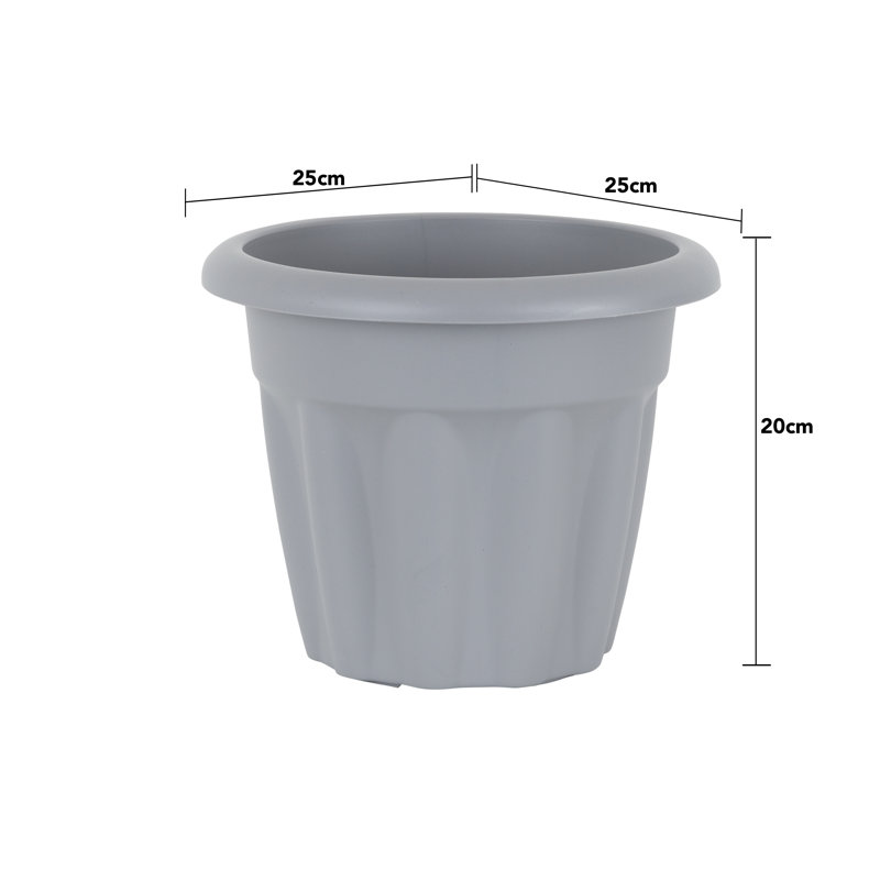 Wham Vista 25cm Round Planter Pack of 6 Upcycle Grey