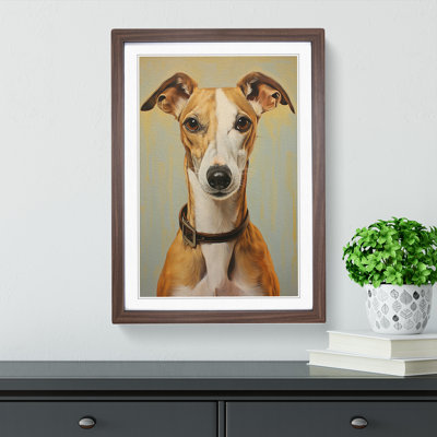 Whippet Realism No.2 - Single Picture Frame Print on Wood