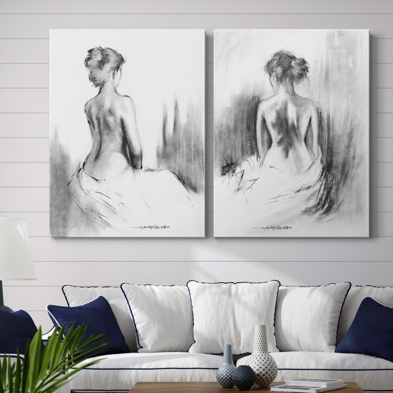 «Soft Silhouette I», ensemble de 2 reproductions d'art, H 12 po x l 16 po, Toile tendue, Sans cadre