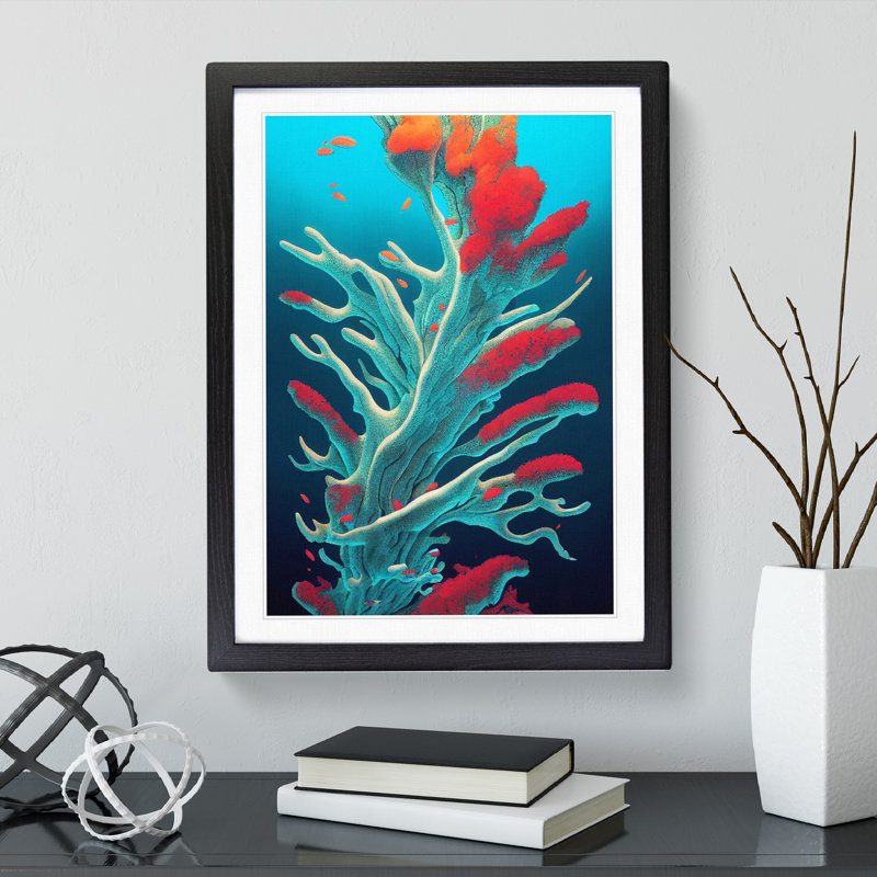 Dazzling Coral Reef - Single Picture Frame Print, Black, 34cm H x 25cm W x 2cm D