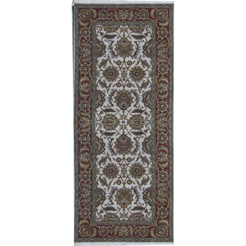 Wool Oriental Area Rug in Ivory/Rust/Green, Runner 5'1" x 12'2"