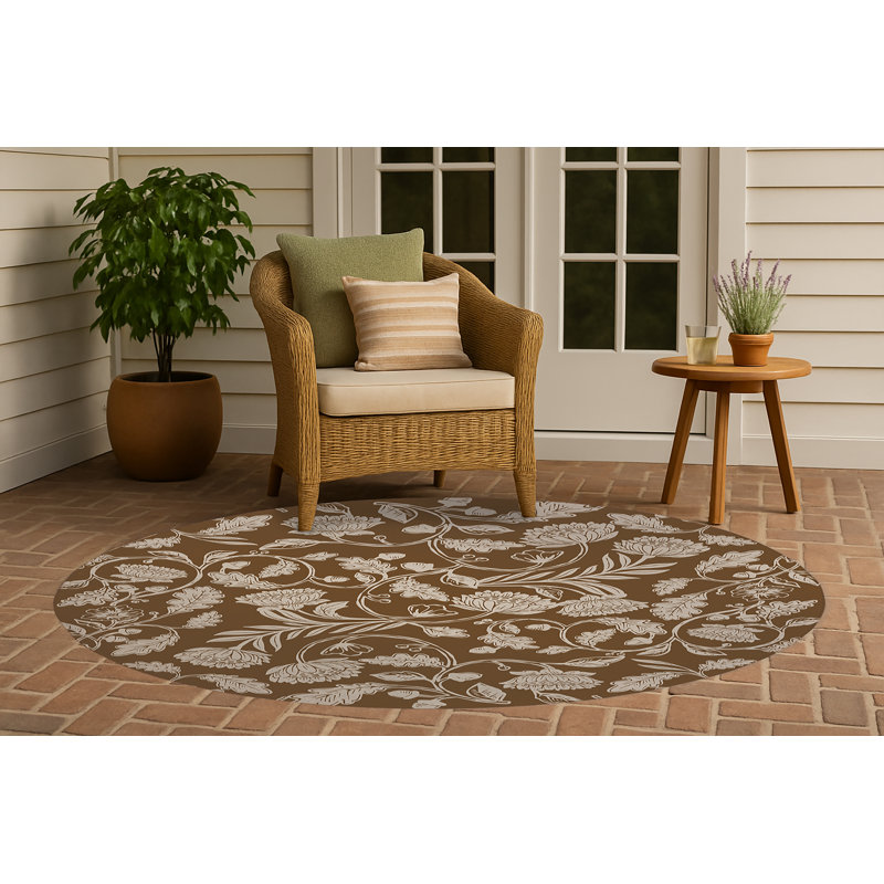 Tapis d'extérieur antidérapant Autumn Vines, Rond 5 pi