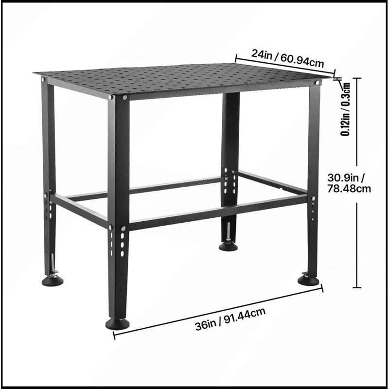 Table de soudage robuste avec plusieurs trous de fixation, capacité de 800 lb pour une utilisation professionnelle et amateur