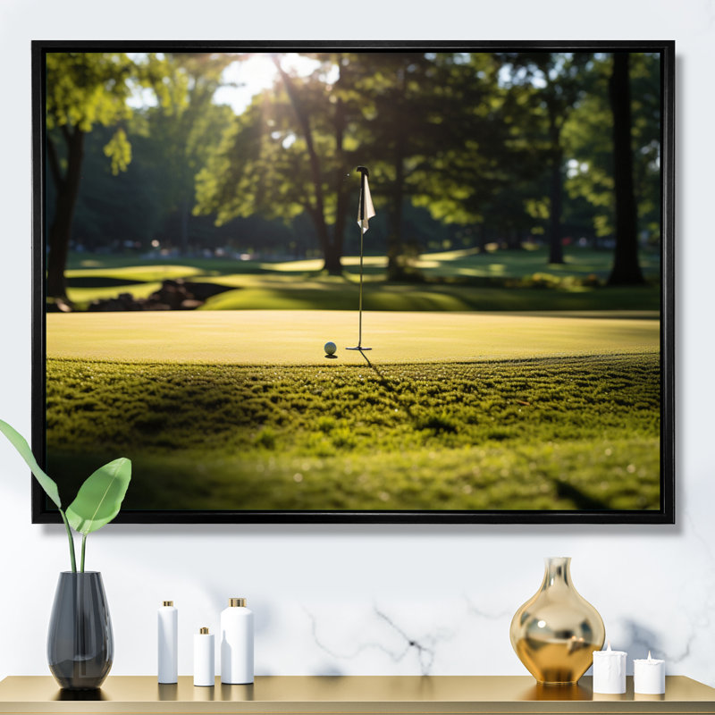 " Golf Putting Green Tranquillity VI ", H 12 po x l 20 po, Cadre flottant noir