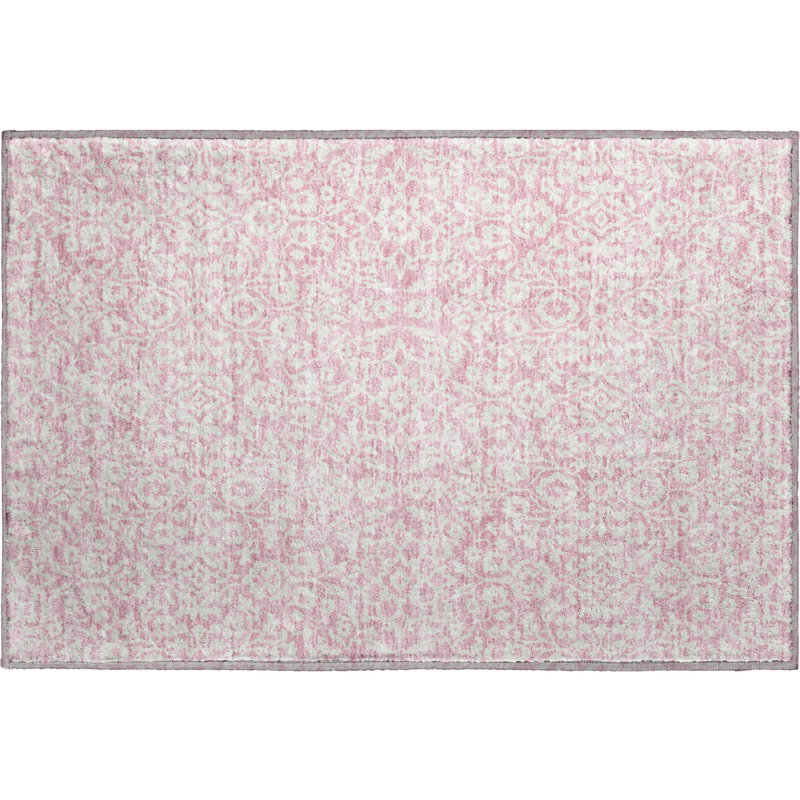 Premium Machine Washable Prisco Pink Rug, Rectangle 1'8" x 2'6"