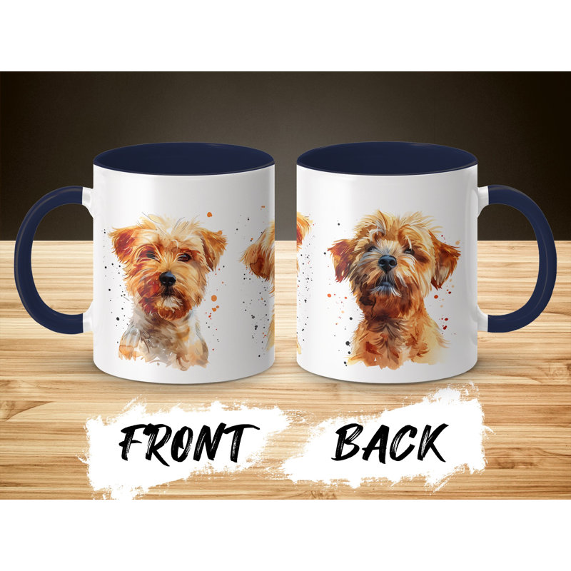 Watercolor Terrier Dog Portraits 11oz Coffee Mug, Navy, 2