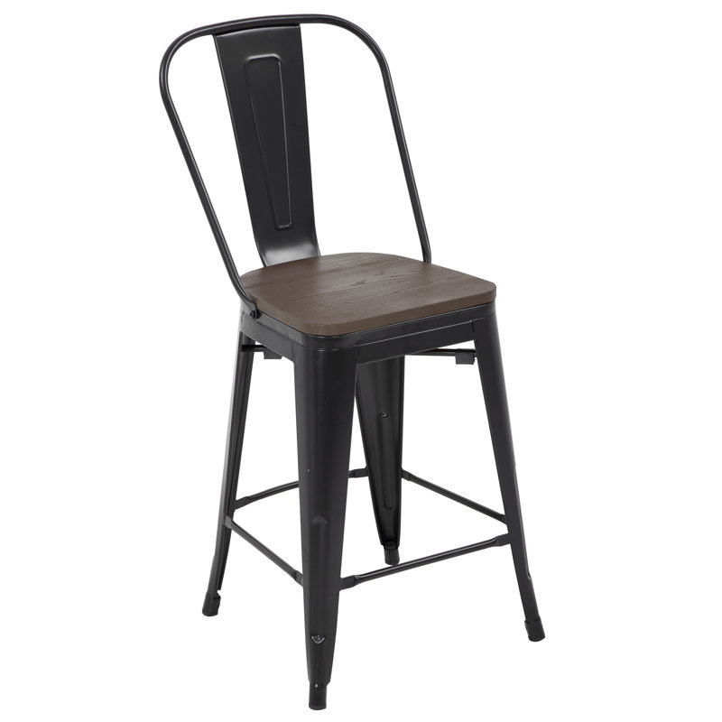 Makhzane Counter Stool with Metal Frame, Black