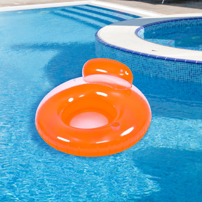 46.5" Orange Inflatable Inner Tube Pool Float With Backrest