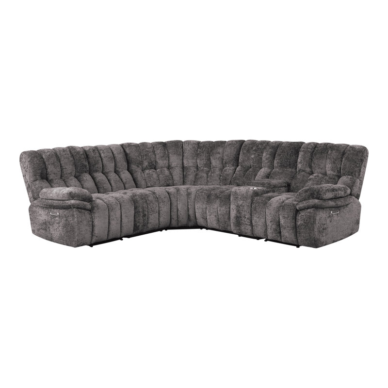 Canapé modulaire inclinable électrique Prance, Tissu gris