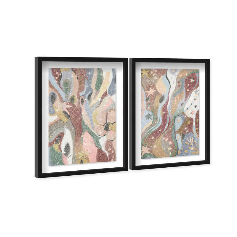Modern Folk Set Set by Oliver Gal, 51"H x 35"W, Black Shadowbox
