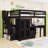 Wooden Loft Bed With Built-In-Desk And Stairs-52340991-52340989