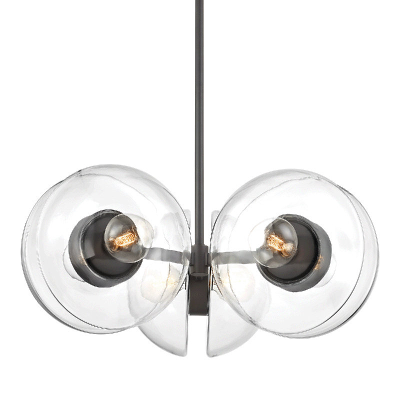 Lustre 6 lumières Kert, Laiton noir, H 18 po x l 38,75 po x P 38,75 po