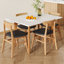 Ensemble de table et de chaises: plateau de table en pierre frittée blanche, pieds en bois d'hévéa, bureau d'ordinateur pliable, chaises de salle à manger en bois massif avec dossier incurvé et coussins en polyuréthane, idéal pour les repas à la m