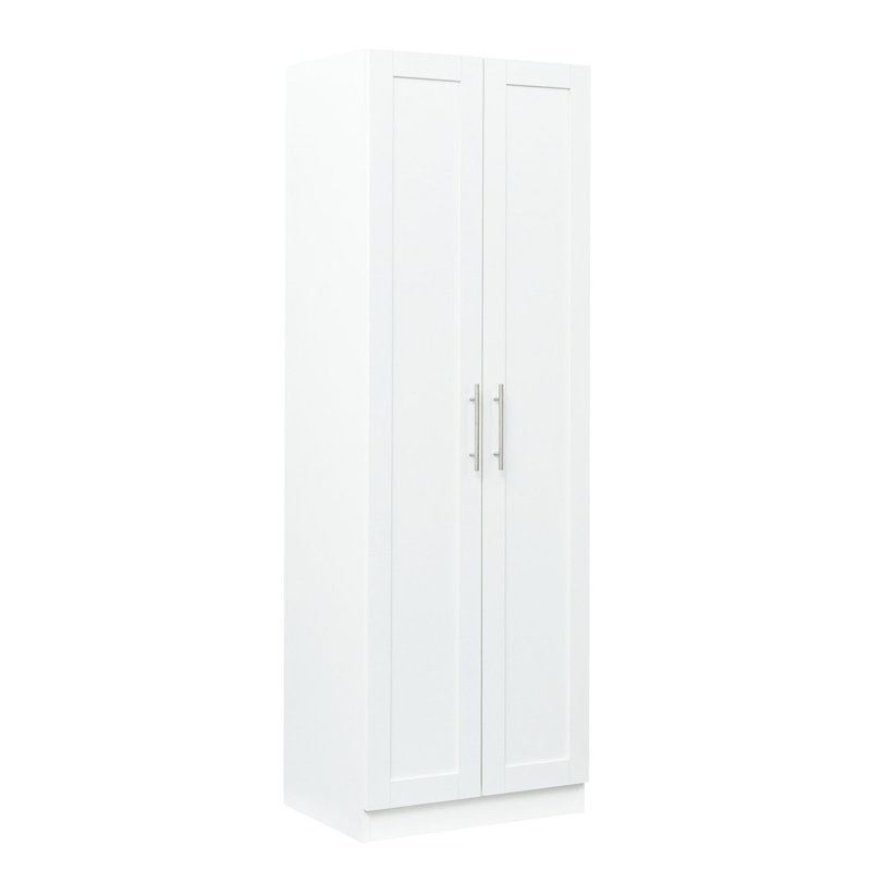 4 Storages High Wardrobe And Kitchen Cabinet, White, 2 Doors, 3 Partitions, 15mm Particle Board, Marvellous White Cabinet For Kitchen, Storages, Structure