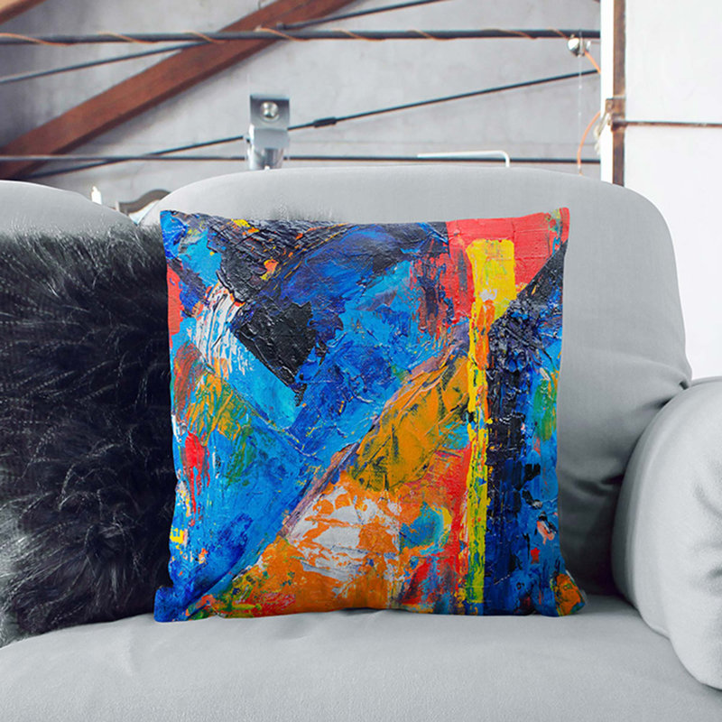 Abstract Square Cushion, 55 x 55 cm, Black