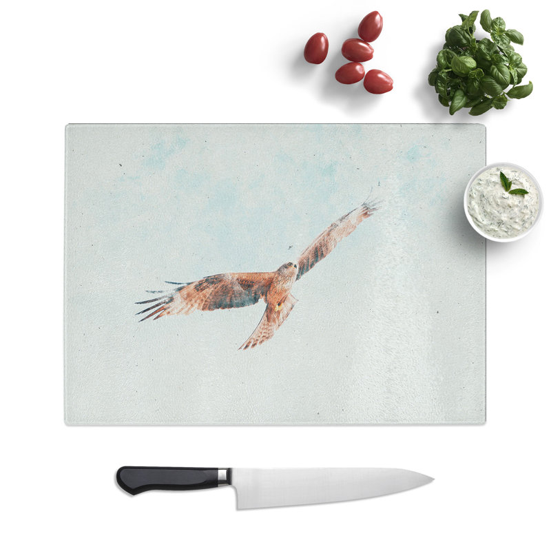 Tempered Glass Black Kite Bird Chopping Board, 28.5 cm x 39 cm