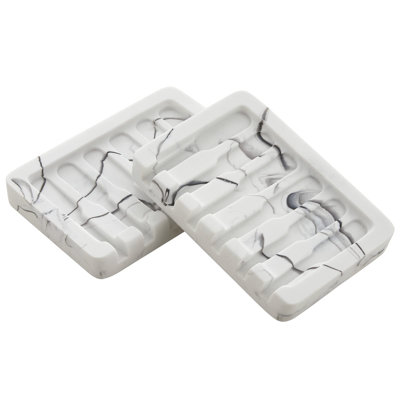 Porte-savon en marbre autodrainant, ensemble de 2