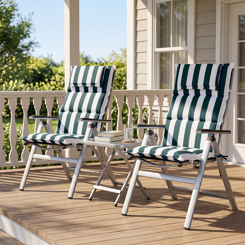  High Back Patio Chair Cushions Set of 2, 47 x 21 x 2.4 Inch, Green 