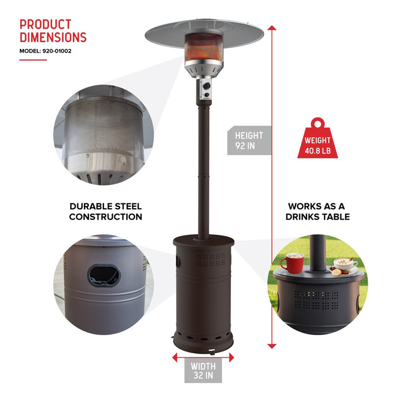 Henna Bronze 48,000 BTU Propane Patio Heater with Wheels