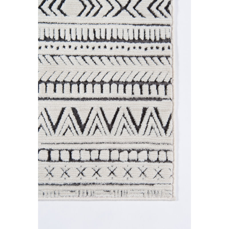 Adhitya Power Loom Ivory/Charcoal Rug, Rectangle 3'11" x 5'7"