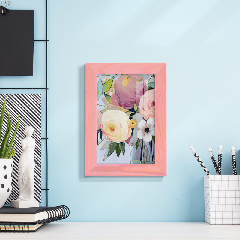 Georgia Bouquet I, encadré sur papier, H 6 po x l 4 po x P 1 po, Rose