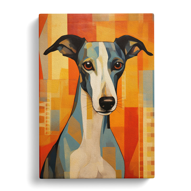 Greyhound Deco No.4 - Wrapped Canvas, 76cm H x 50cm W x 3cm D