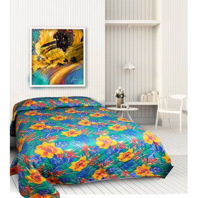 Tropical Cotton Blend Floral Coverlet