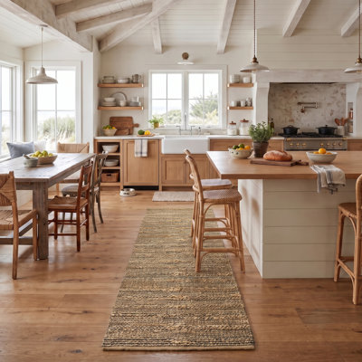 Tapis d'intérieur en jute de fibre naturelle fait à la main avec envers en coton Modern Farmhouse