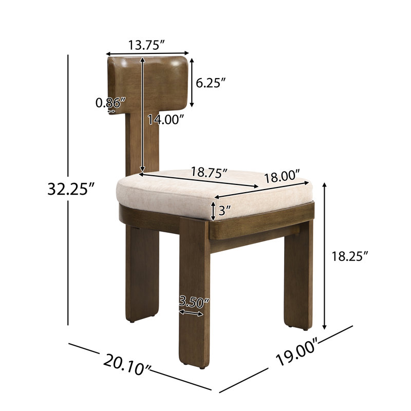 Modern Gray Upholstered Dining Chairs Set of 2 with High-Weight Capacity and Wood Legs, Light Brown