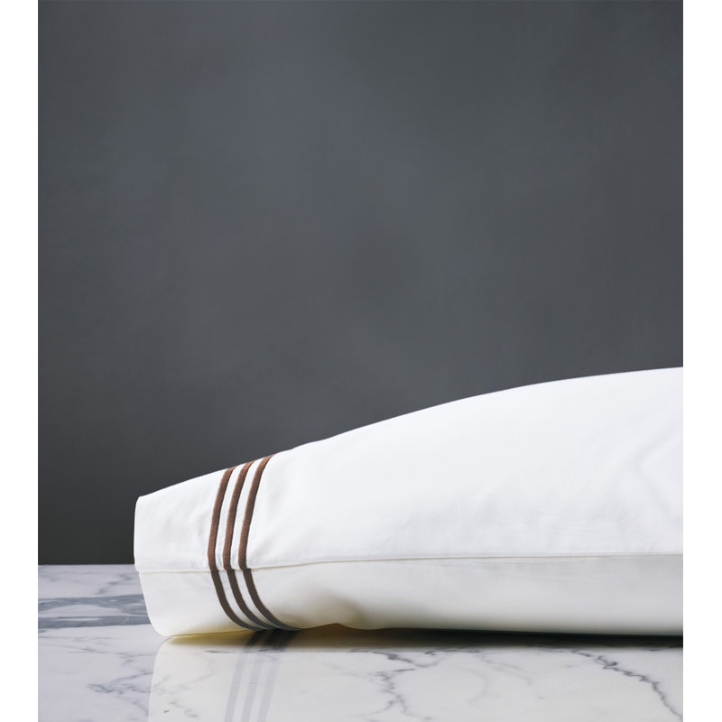 Tessa Egyptian Cotton Pillowcase, King Pillowcase, White/Brown