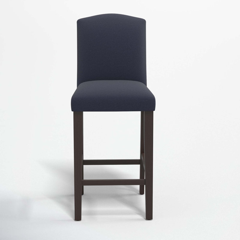 April Upholstered Stool, Bar Stool (31" Seat Height), Milsap Canvas Sustain® Tweed, Black Wood