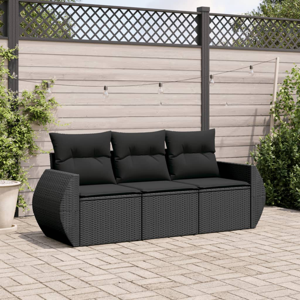 Vidaxl 3-Tlg. Garten-Sofagarnitur Mit Kissen Poly Rattan