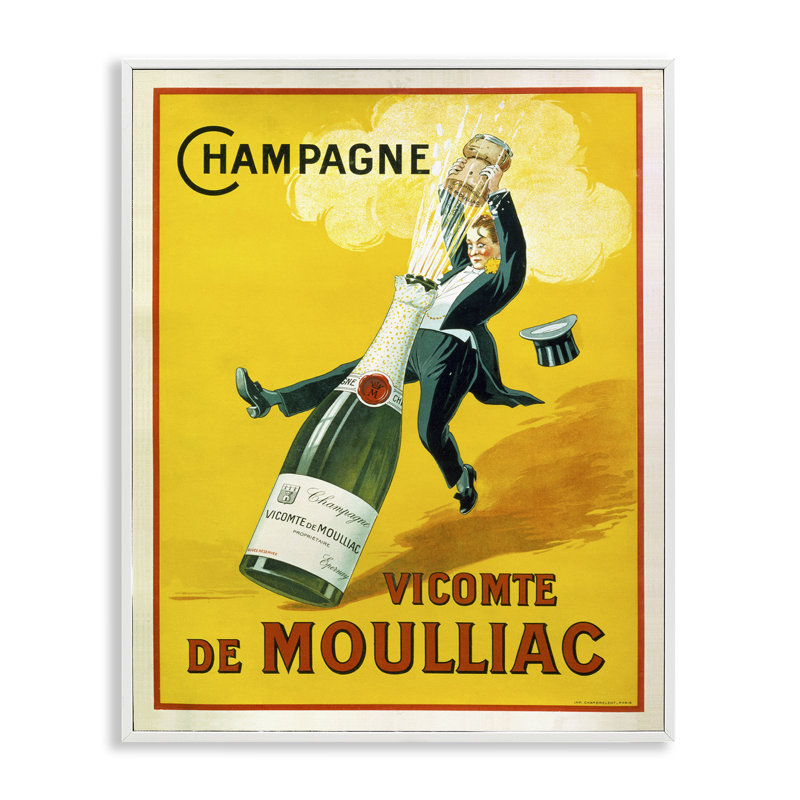 Illustration rétro Champagne Vicomte de Moulliac surdimensionnée, encadrée giclée par Marcus Jules