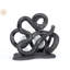 Sculpture abstraite en pierre noire mate, décor décoratif asymétrique moderne pour console