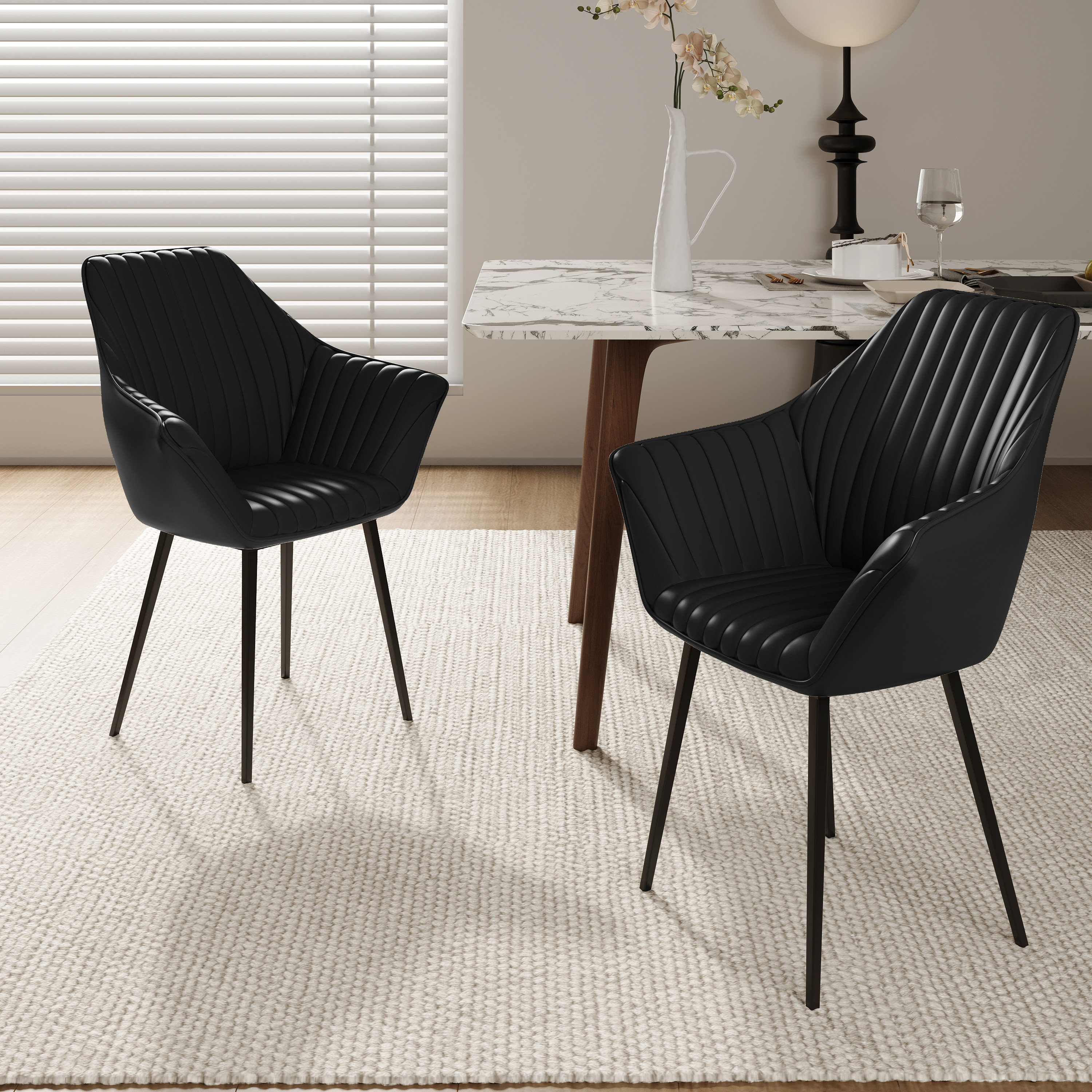 Sanira Faux Leather Upholstered Modern Dining Chairs