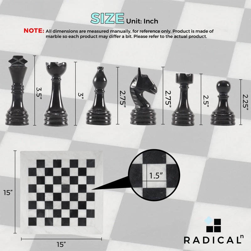 Jeu d'échecs fait à la main, Blanc / noir