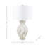 Lampe de table à quartz en pierre à base texturée ondulée, abat-jour en tissu, bureau à domicile moderne, salon, luminaire décoratif décoratif, lampe simple décorative - 29 po - blanc