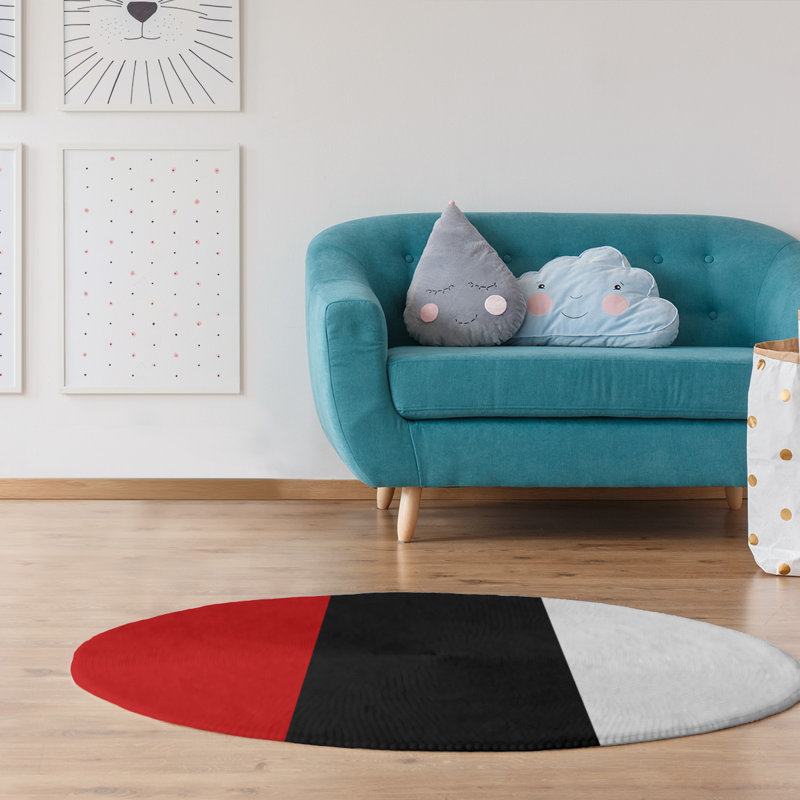 Tapis de zone rouge/noir, Rond 5 pi