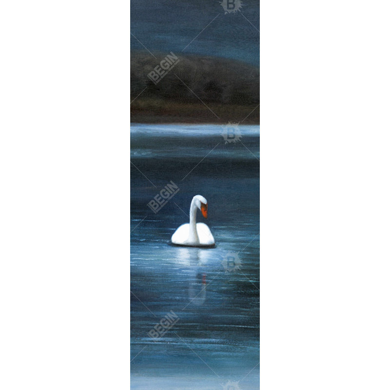 Magnifique cygne - toile brune romantique, H 60 po x l 20 po