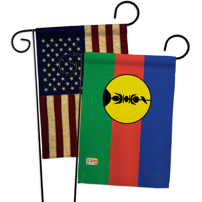 Ensemble de drapeaux décoratifs décoratifs en polyester 2 faces 19 x 13 po 2 pièces new caledonia impressions