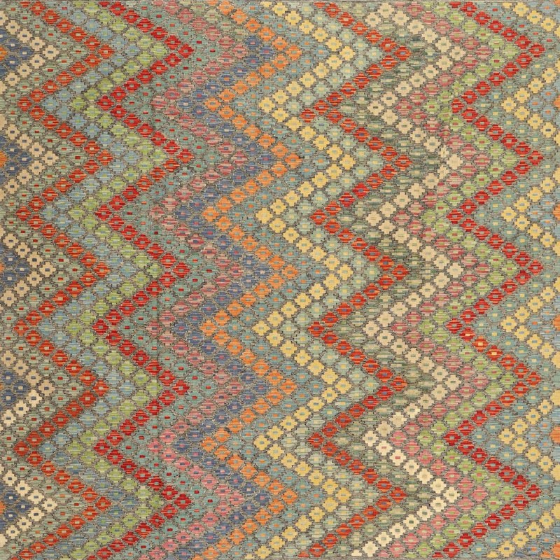 Tapis abstrait beige / brun / bleu, Carré 3 pis