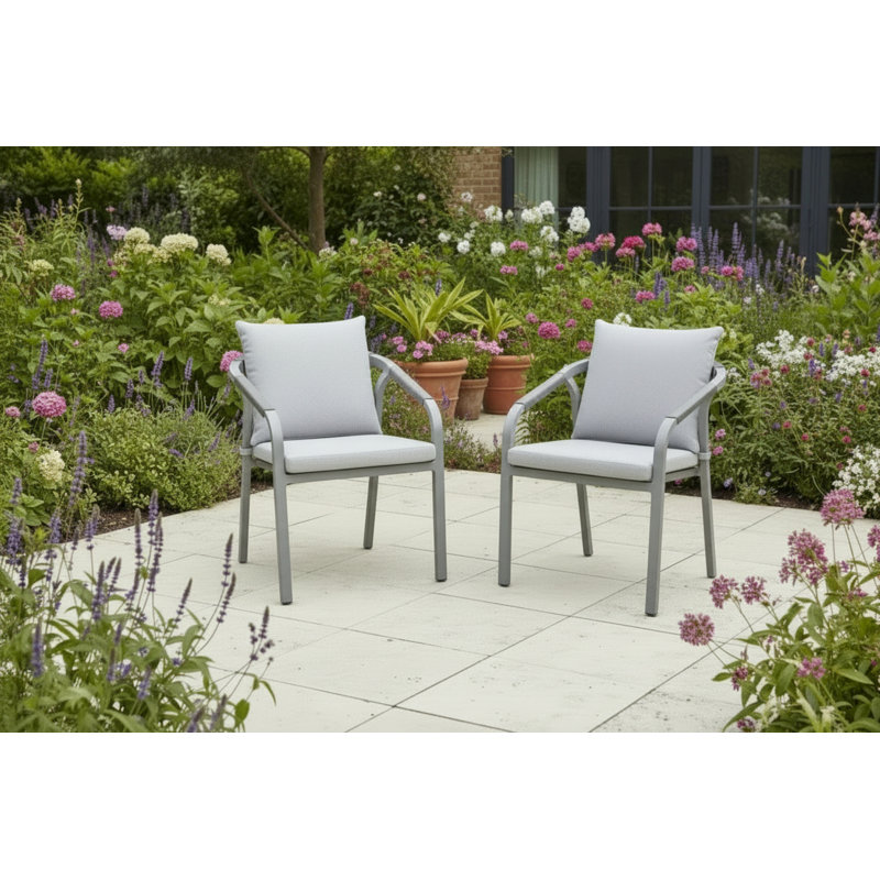 Stacking Patio Dining Armchair with Cushion